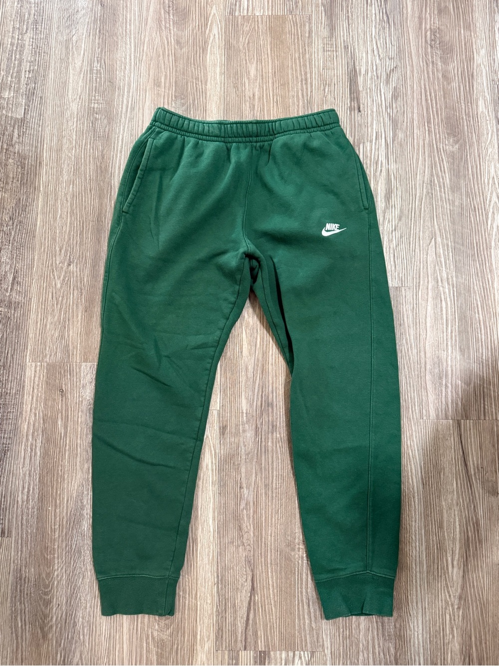 Nike Dark Green Fleece Joggers with White Swoosh